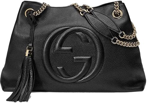 borsa gucci nera donna|Gucci leather shoulder bag.